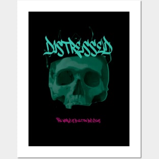 Distressed grunge skull Posters and Art